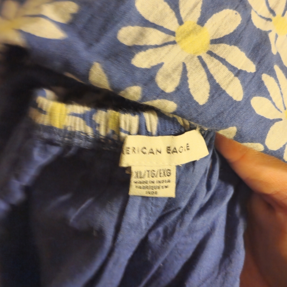 Women's Blue Daisy Romper Lace Up Back Soft Cotton Stretchy - Picture 5 of 5